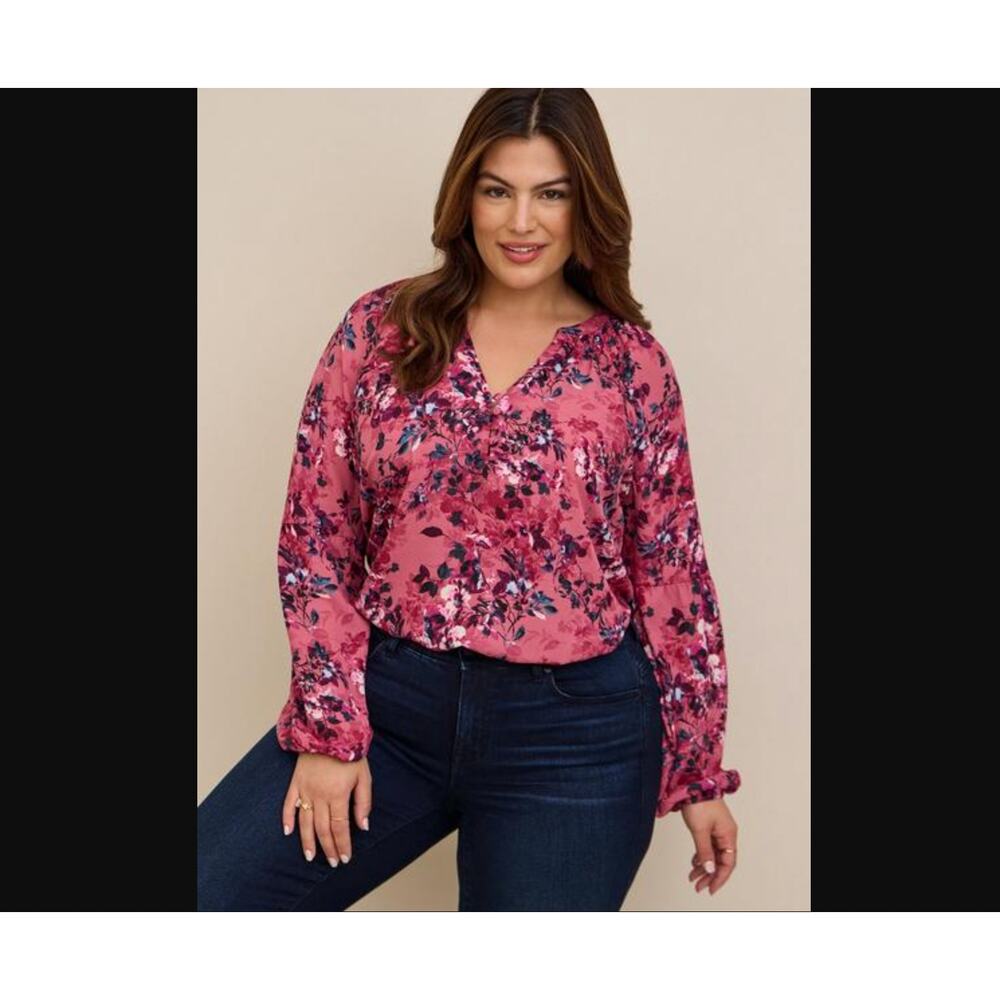Torrid Georgette Puff Sleeve Floral Blouse - Size 1